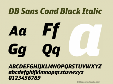 DB Sans Cond Black Italic Version 1.000;PS 2.00;hotconv 1.0.38 Font Sample
