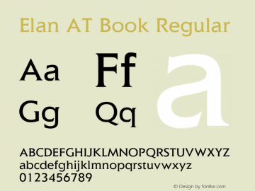 Elan AT Book Regular Version 1.100;PS 001.001;Core 1.0.38 Font Sample