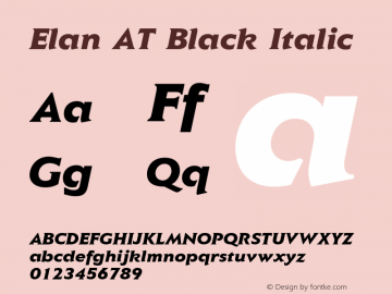 Elan AT Black Italic Version 1.100;PS 001.001;Core 1.0.38 Font Sample