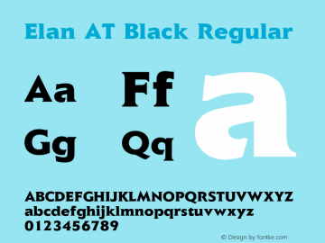 Elan AT Black Regular Version 1.100;PS 001.001;Core 1.0.38 Font Sample