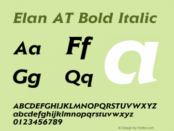 Elan AT Bold Italic Version 1.100;PS 001.001;Core 1.0.38图片样张