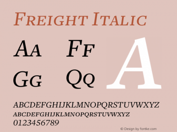 Freight Italic Version 1.000;PS 001.001;hotconv 1.0.38 Font Sample