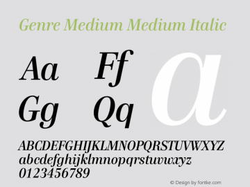Genre Medium Medium Italic 001.000 Font Sample