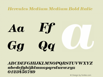 Hercules Medium Medium Bold Italic 001.000 Font Sample
