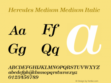 Hercules Medium Medium Italic 001.001 Font Sample