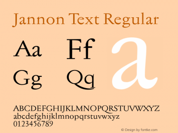 Jannon Text Regular 1 Font Sample