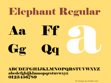 Elephant Regular Version 1.50 Font Sample