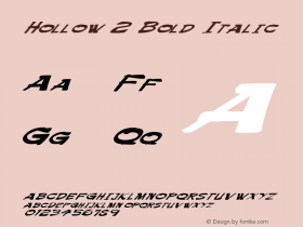 Hollow 2 Bold Italic 1.0 Sun Apr 30 14:12:14 1995 Font Sample