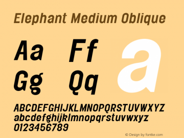 Elephant Medium Oblique 001.000 Font Sample