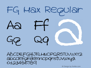 FG Max Regular 2003; 1.0, initial release Font Sample