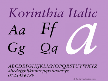 Korinthia Italic Version 1.100;PS 001.001;Core 1.0.38图片样张