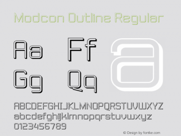 Modcon Outline Regular Version 1.000 2007 initial release Font Sample
