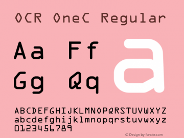 OCR OneC Regular OTF 1.0;PS 001.000;Core 116;AOCM 1.0 28 Font Sample