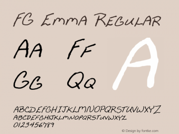 FG Emma Regular 2004; 1.0, initial release Font Sample
