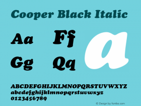 Cooper Black Italic 001.000 Font Sample