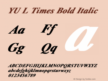 YU L Times Bold Italic Converted from C:\WINDOWS\SYSTEM\ALIQ.BF1 by ALLTYPE图片样张