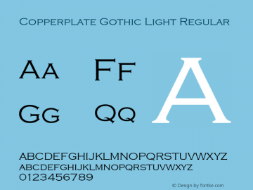 Copperplate Gothic Light Regular Version 1.50图片样张