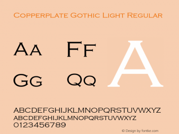 Copperplate Gothic Light Regular Version 1.50 Font Sample