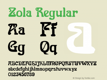 Zola Regular Macromedia Fontographer 4.1 4/11/97 Font Sample