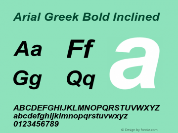 Arial Greek Bold Inclined Version 1.1 - January 1993图片样张