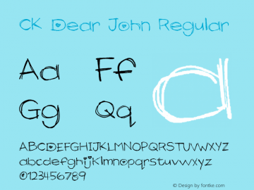 CK Dear John Regular Macromedia Fontographer 4.1 7/7/2004 Font Sample