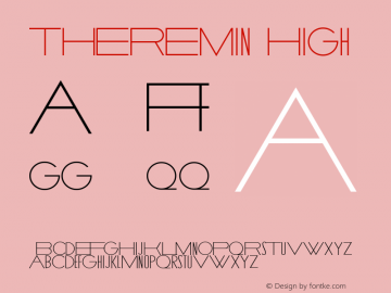 THEREMIN High Version 1.00 2015 Font Sample
