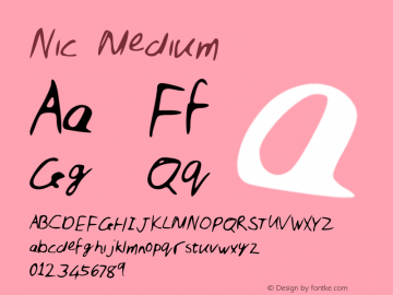 Nic Medium Version 001.000 Font Sample
