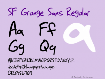 SF Grunge Sans Regular ver 1.0; 1999. Freeware for non-commercial use.图片样张