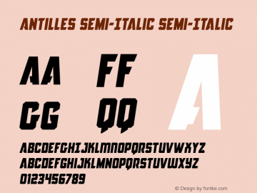Antilles Semi-Italic Semi-Italic Version 2.0; 2015 Font Sample