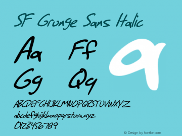 SF Grunge Sans Italic v1.0 - Freeware Font Sample