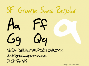 SF Grunge Sans Regular ver 1.0; 1999. Freeware for non-commercial use.图片样张