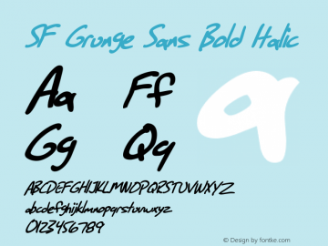 SF Grunge Sans Bold Italic ver 1.0; 1999. Freeware for non-commercial use.图片样张