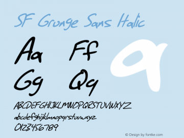 SF Grunge Sans Italic ver 1.0; 1999. Freeware for non-commercial use.图片样张