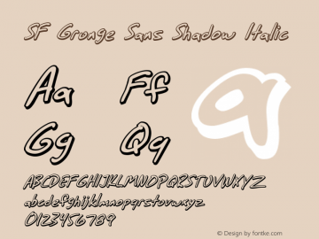 SF Grunge Sans Shadow Italic Version 1.1图片样张