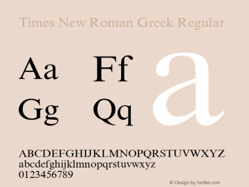 Times New Roman Greek Regular Version 1.1 - April 1993 Font Sample