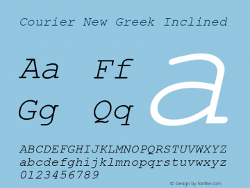 Courier New Greek Inclined Version 1.1 - April 1993图片样张