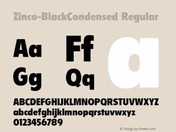 Zinco-BlackCondensed Regular Converted from C:\1E\ZincoBC.TF1 by ALLTYPE图片样张