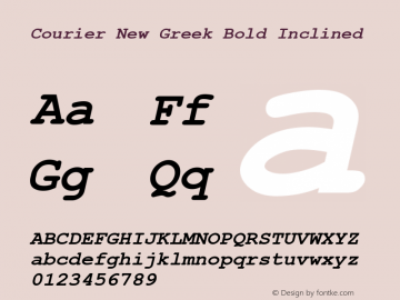 Courier New Greek Bold Inclined Version 1.1 - April 1993图片样张