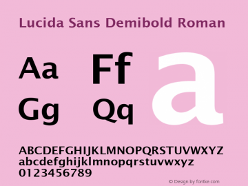 Lucida Sans Demibold Roman Version 1.00 Font Sample