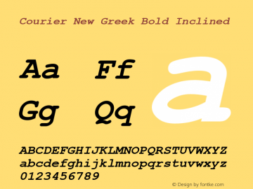 Courier New Greek Bold Inclined Version 1.1 - April 1993图片样张