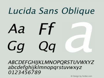 Lucida Sans Oblique September 20, 1998; 1.00 (JAVA) Font Sample