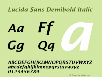 Lucida Sans Demibold Italic Version 1.01 Font Sample