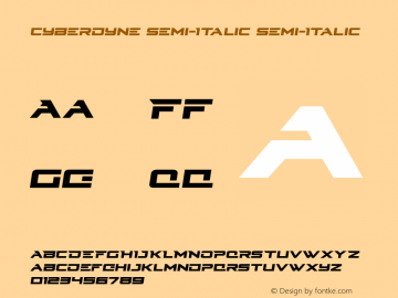 Cyberdyne Semi-Italic Semi-Italic Version 1.0; 2015 Font Sample