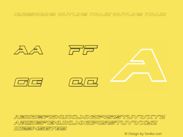 Cyberdyne Outline Italic Outline Italic Version 1.0; 2015 Font Sample