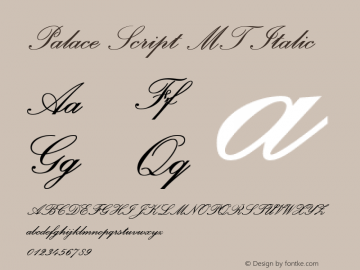 Palace Script MT Italic 001.000 Font Sample