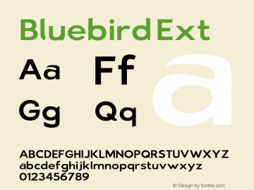 Bluebird Ext Version 0.98 Font Sample