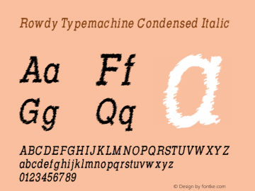 Rowdy Typemachine Condensed Italic Version 5.023图片样张