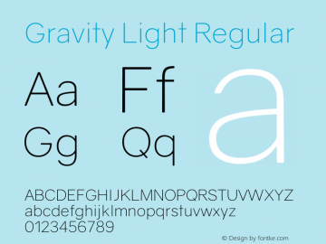 Gravity Light Regular Version 1.000;PS 002.000;hotconv 1.0.70;makeotf.lib2.5.58329图片样张