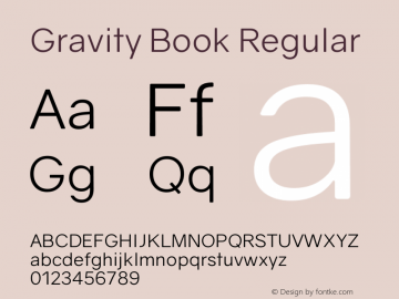 Gravity Book Regular Version 1.000;PS 002.000;hotconv 1.0.70;makeotf.lib2.5.58329 Font Sample