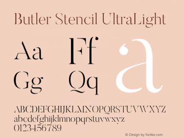 Butler Stencil UltraLight 1.000 Font Sample